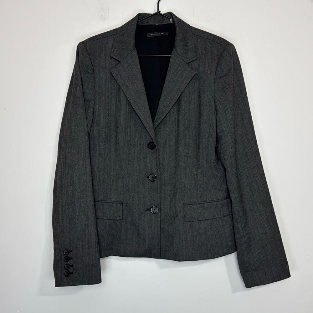 Elie Tahari Plaid Three Button Blazer 14